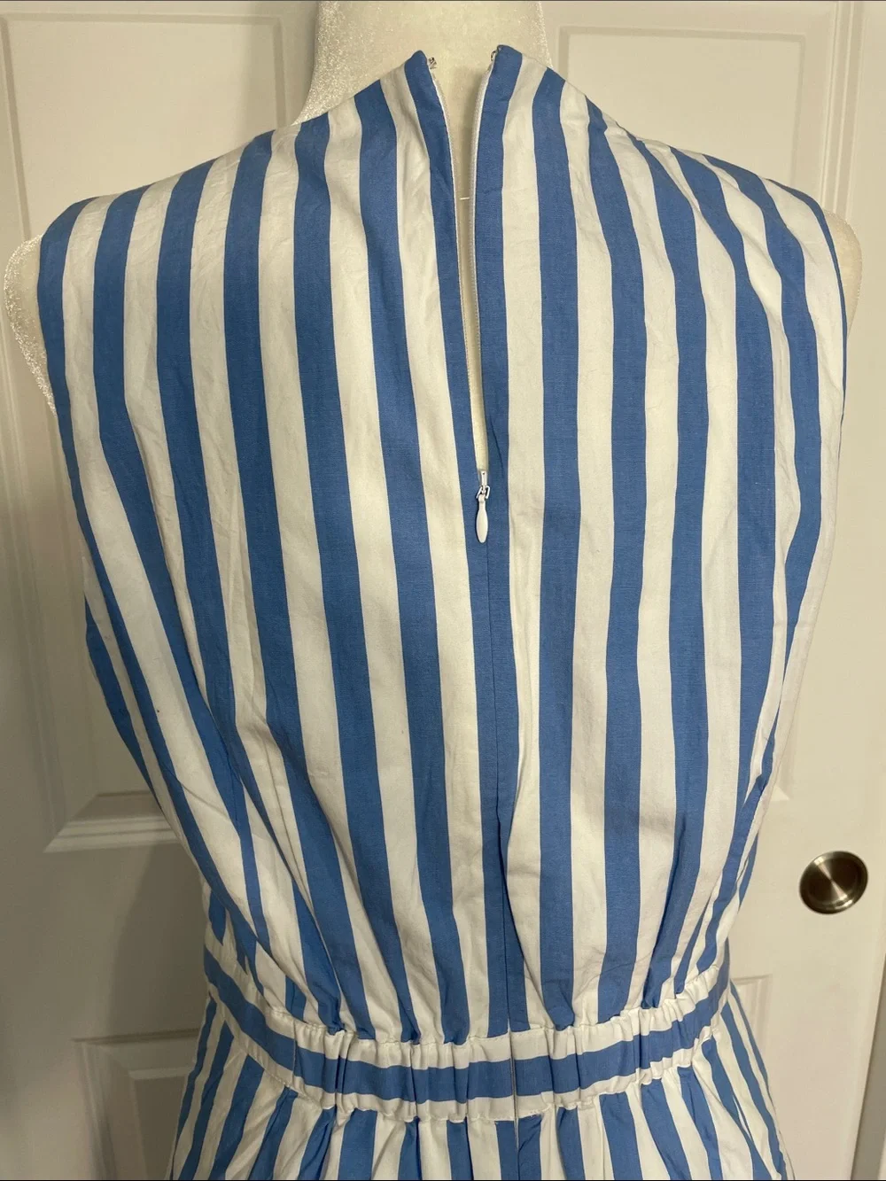 J. Crew Stripe Ruffle High Low Maxi Dress Size 8 New Nautical Sleeveless